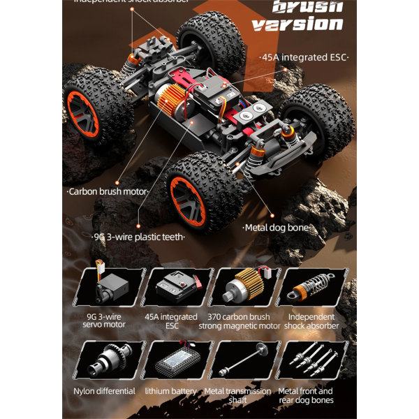 RC джип ZLL  SG201 PRO, 1:20, щітковий, металевий привід радіокерована машина 40 км/год, LED