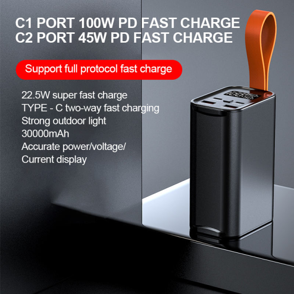 Power Bank Повербанк 100W PD 27000 mAh - заряджання ноутбуків і планшетів, MacBook, LED дисплей з швидкою зарядкою