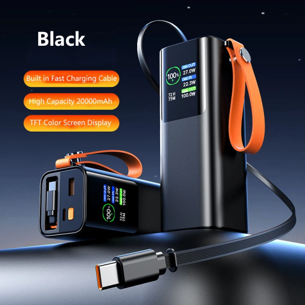 Павербанк 18000 mAh 100W PD для ноутбука та MacBook — Power Bank PQ2220 з ліхтариком + кабель