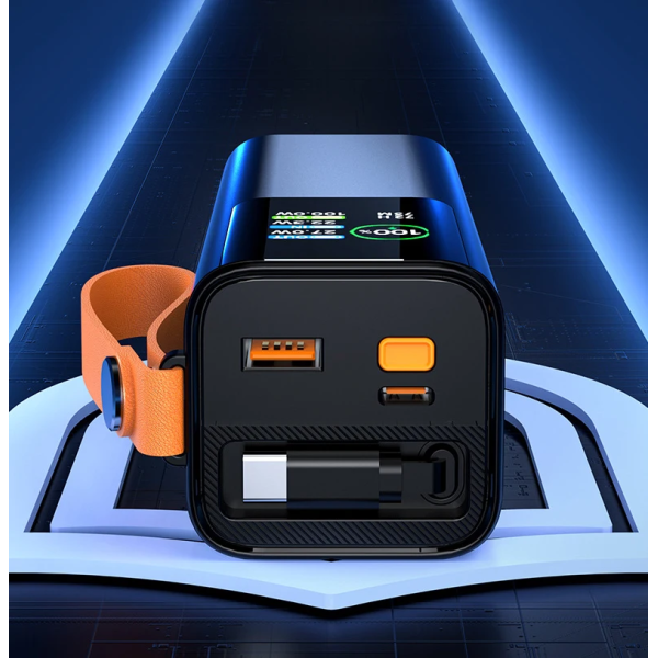 Павербанк 18000 mAh 100W PD для ноутбука та MacBook — Power Bank PQ2220 з ліхтариком + кабель