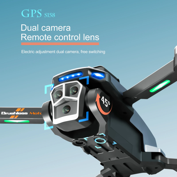 Квадрокоптер S158 MAX Радіокерований дрон із пультом з екраном GPS FPV 4K до 2 км. 20 хв