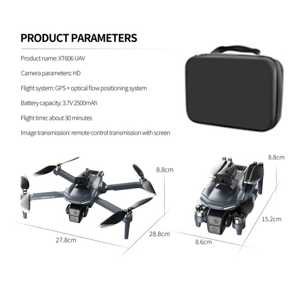 Квадрокоптер XT606 MAX з пультом та екраном GPS 4K FPV до 3 км